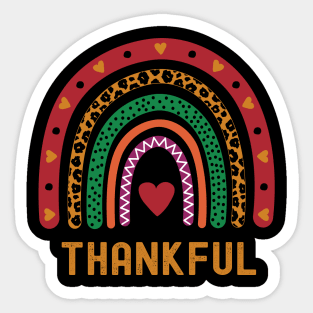 Thankful Boho Leopard Rainbow Heart Sticker